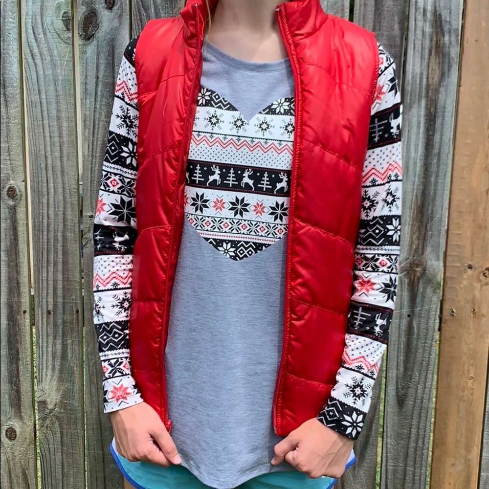 Red vest long sleeve shirt combo